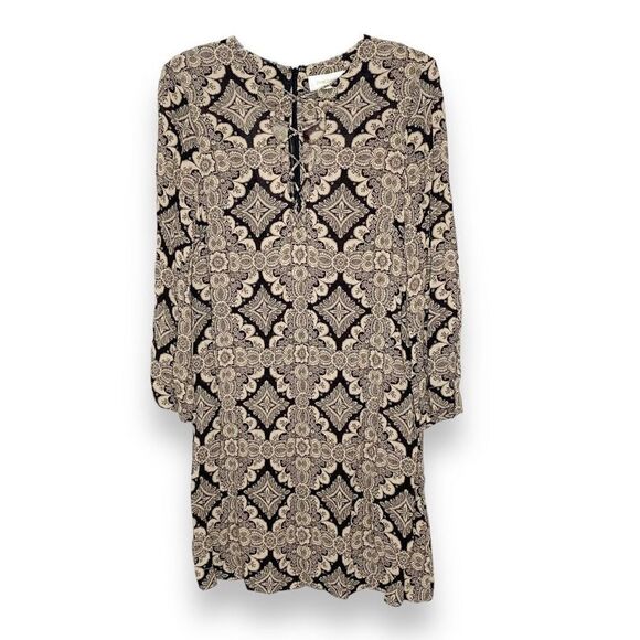 Zimmermann Women's Mini Shift Geometric Pattern Dress Sz 1 Lace Up Front Viscose - Picture 5 of 16